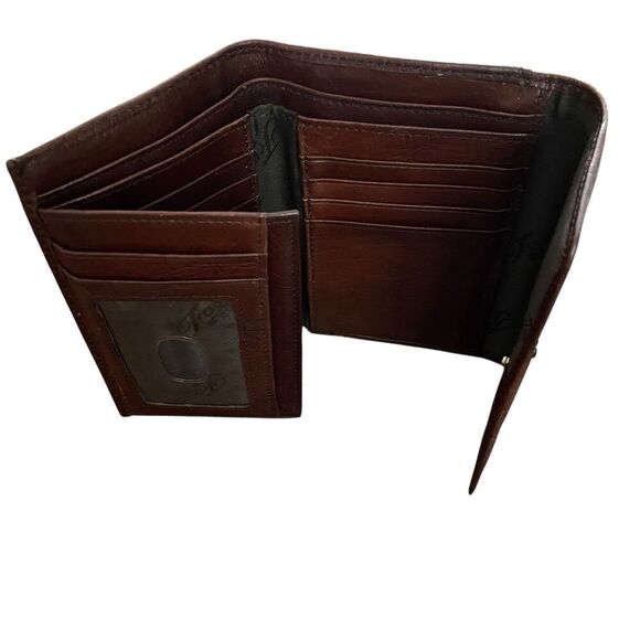 Fossil Tri-fold Snap Wallet Clutch Brown Leather Zip Coin Pocket - Picture 6 of 10